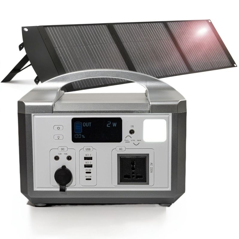 مصباح LED / SOS Light 300W مصدر طاقة للطاقة الخارجية مع الشحن اللاسلكي بنك الطاقة الشمسية المحمولة للمشي لمسافات طويلة في الهواء الطلق